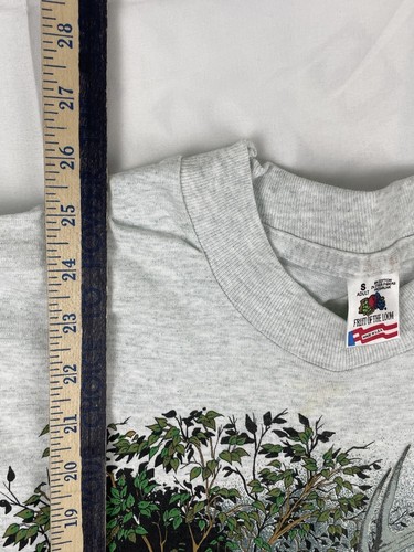 Vintage Fruit of the Loom T Shirt Mens S Made USA Single Stitch Buck Forest 1993 - Picture 7 of 10