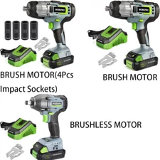 WORKPRO 20V Cordless Impact Wrench/with 4PCS Drive Impact Sockets 2.0Ah Battery