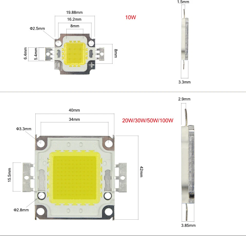 LED Chip Integrated Bright Cob Bulb beads 10W-100W 12V-36V SMD for Floodlights - Image 2 of 4