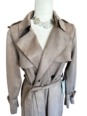 Forever 21 Women's Faux Suede Tan Trench Coat Size Large