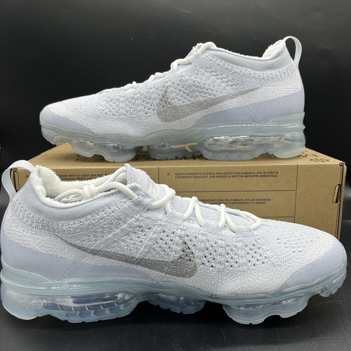 Nike Air VaporMax 2023 Flyknit Pure Platinum White Running Size 10 DV1678  002