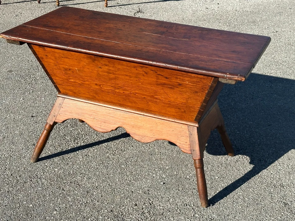 Antique Softwood Dough Table Dovetailed 1800s Sheraton Stand Primitive County - Image 2 of 4