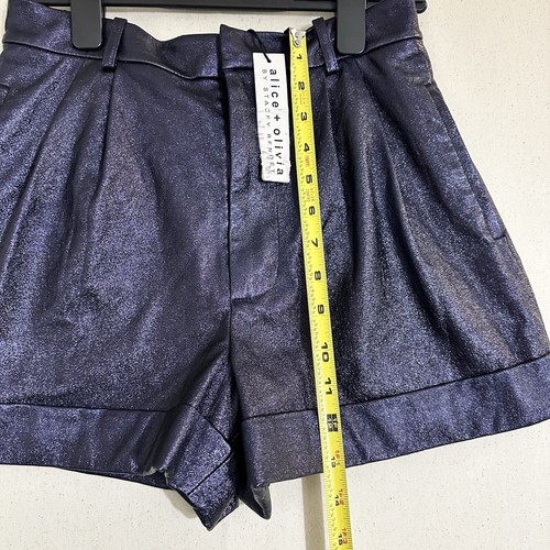 NEW $275 Alice & Oliva Conry Women Size 2 Pleated Faux Leather Shorts Party - Picture 6 of 10