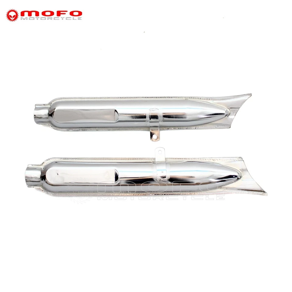 Par de silenciadores de escape cromados retro cola de pez para BMW R12/R71 745 Dnepr MT12 Foto 3 de 4