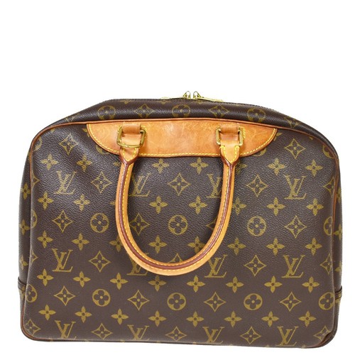 LOUIS VUITTON LV Logo Deauville Hand Bag Monogram Leather Brown M47270
