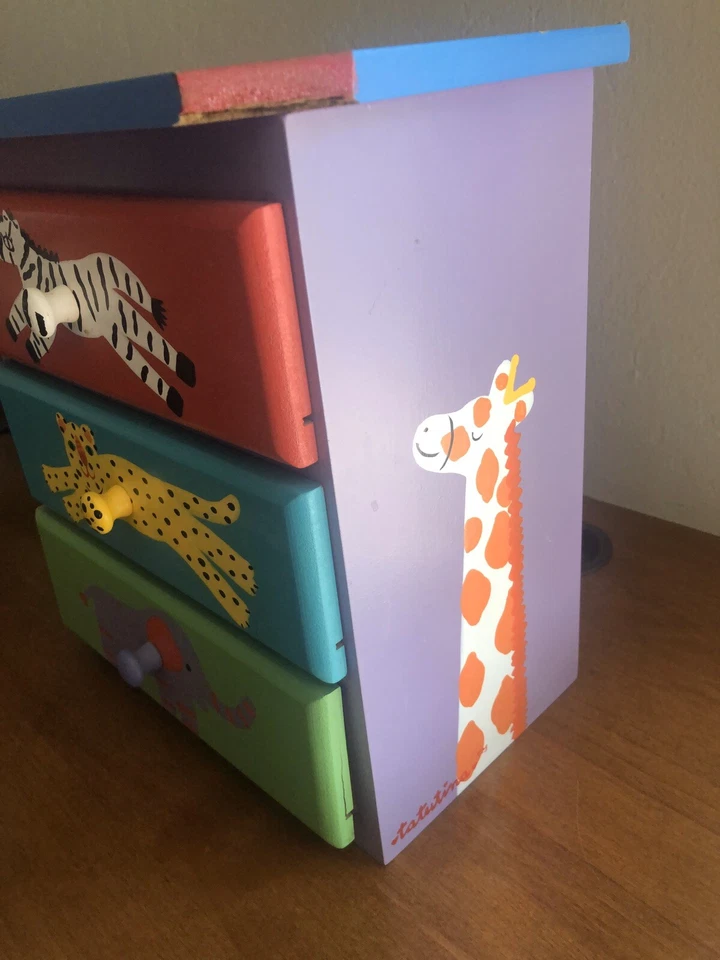 11 7/8 Inch X 11 In. X 6 3/4 In Anumal Theme Painted Chest  - Image 3 of 4