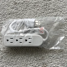 NEW - Islecord Power Strip 3 Prong Outlet Slim 3 Grounded Outlets 1ft Heavy Duty