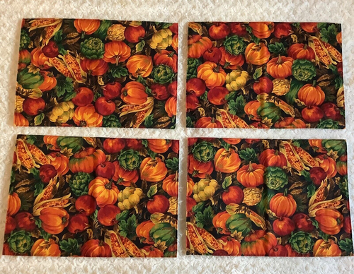 4 manteles individuales mágicos naranja brillante negro otoño maíz calabazas malhumorados caprichosos 12"x17" - Imagen 2 de 7