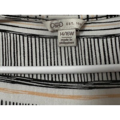CATO Dress Women's Maxi Length S/S Cold Shoulder Striped V-Neck White Blk  14/16 | eBay
