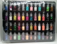 48 Mini Bottles of Glitter Flakes Sequins Set For DIY Crafting Nail Art or Resin