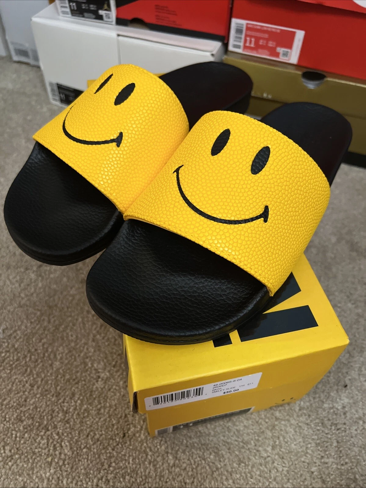 Chinatown Market CTM Smiley Slides Sandal Yellow/Black Men's 10 CTMS-250007