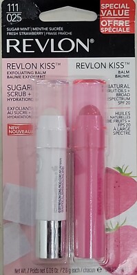 Revlon Kiss Duo Exfoliating Lip Balm Sugar Mint/ Balm Fresh Strawberry 111/025