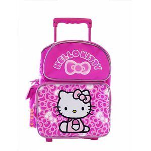 Hello Kitty Small Rolling BackPack - Sanrio Hello Kitty Small Rolling School Bag - Picture 1 of 1