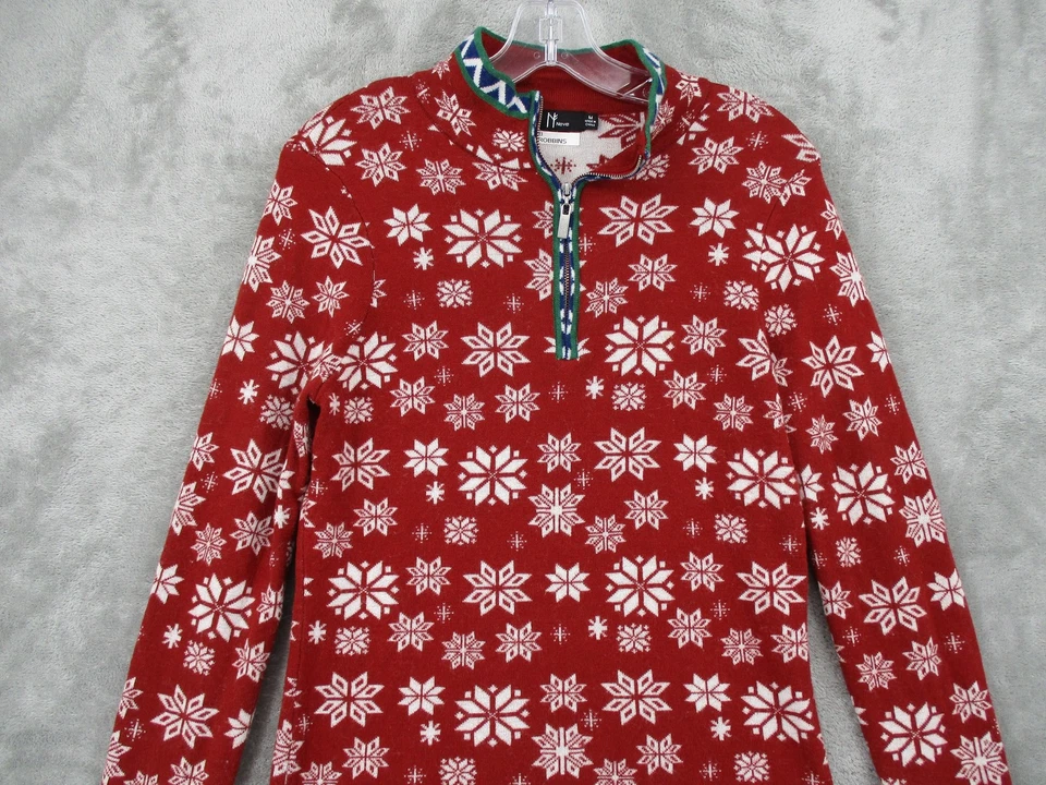 Suéter Neve Mujer Medio Cremallera Pullover Lana Merino Copo de Nieve Esquí Nieve Rojo Foto 3 de 4