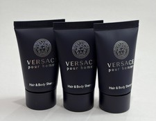 Image of 3x Versace Pour Homme Hair & Body Shampoo .8 fl oz / 25 ml Each Travel size New