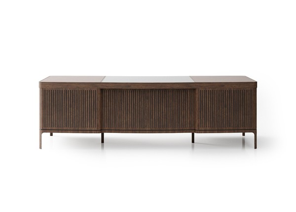 Eleganter Brauner Holzschreibtisch Im Modernen Stil-image