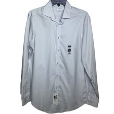 Calvin Klein Steel Men's Slim-Fit Stretch Dress Shirt, blue multi 15 32-33 85