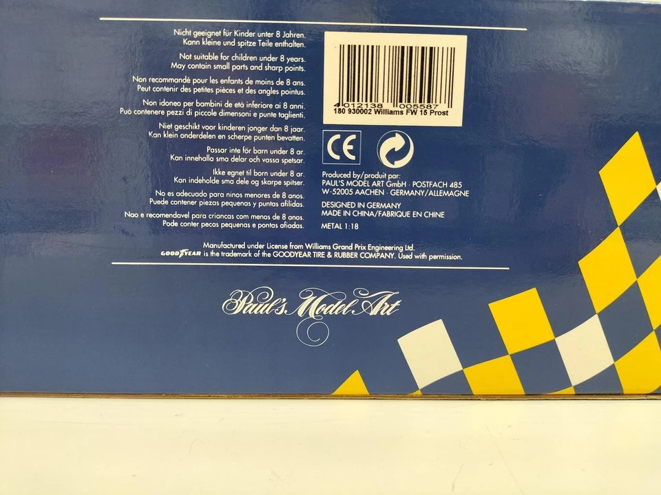 Paul's Model Art Williams FW15C 1/18 Scale Model Car - Image 2 of 2