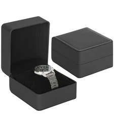 Single Watch Case, Travel Watch Gift Box with Removable Pillow,Luxury PU Leather
