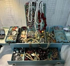 Vintage Buxton Jewelry Box FULL Costume Jewelry Estate Lot MCM USA 100+