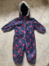 Next Red Star Snowsuit Kid's Toddler Age 2-3 Yrs Navy Blue Faux Fur Snow Rain