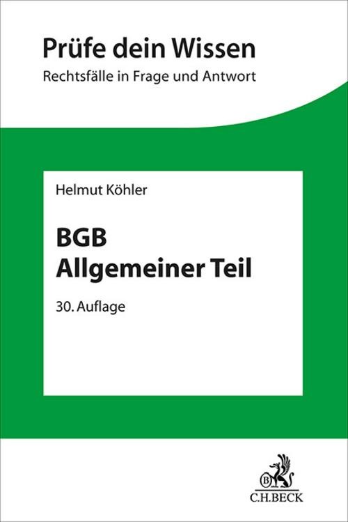 BGB Allgemeiner Teil Helmut Köhler
