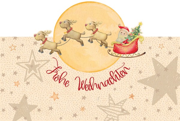 Weihnachten GrußKarte - GlüCkwunschkarte Mit Umschlag Laser Art - Rentierschlitt-image