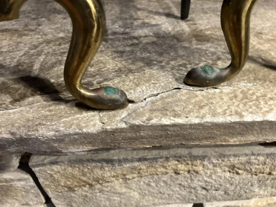 Par de andirons vintage de latão para lareira - Imagem 2 de 4