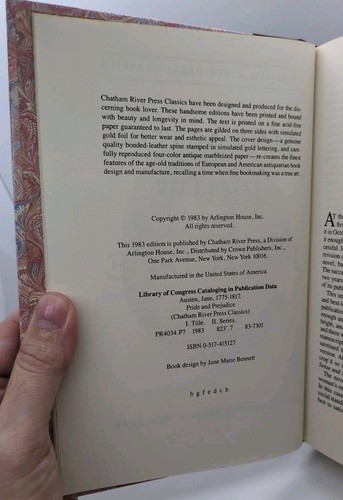 Pride and Prejudice Hardcover Book Leather Chatham River Press 1983 - Very Good - Imagen 8 de 8