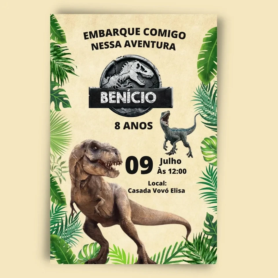 Digital Dinosaur Dino Birthday Party Invitation Personalized Texts 5 - Image 3 of 4