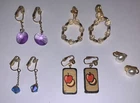 5 Pairs of Vintage Clip-On Dangle Earrings & Round Pearls Costume Jewelry~Pretty