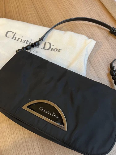 Sac à main Christian Dior Maris cuir noir perle occasion pochette option design unique