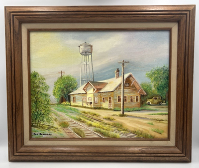 #ad VTG Original Rural Country Landscape Scene Oil Canvas Framed Signed Jan Skidmore $100.00