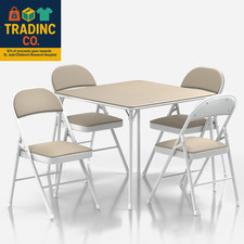 Portable Folding Card Table Square and Chair Set 5Pc with Collapsible Legs  V
