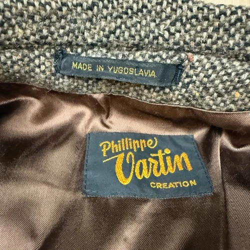 Vintage Tweed Wool Car Coat 42 Shooting 70s Jacket Yugoslavia Phillippe Vartin L image 4
