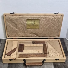 Wood Drafting Tools 6 Piece W/padded Carrying Case Try Square,  Ruler, Squares