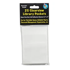 Ashley Productions® Clear View Self-Adhesive Library Pocket 3.5" x 5", Pack o...