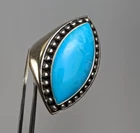 Vtg 925 Sterling Silver Turquoise Ring SZ 11 Signed SX Thailand Oval