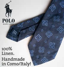 NP 130€ Polo Ralph Lauren Leinenkrawatte, 100%, m. i. Como Italy, Schlips Muster