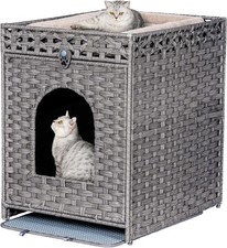 Cat Litter Box Enclosure Furniture Hidden W/ Cat Litter Mat Hidden Cat Washroom