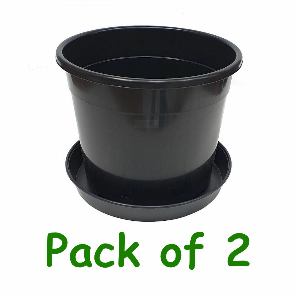 Plant Pot 20Ltr With 35cm Saucer Heavy Duty Black Hydroponics Potatoes Tomato