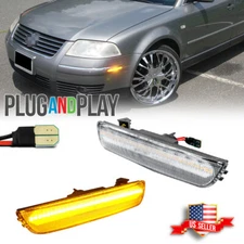 Clear Lens Amber LED Front Bumper Side Marker Light For 2001-2005 VW Passat B5.5