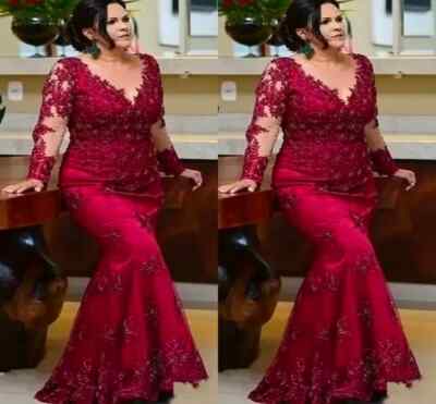 Mother Of the Bride Dress Burgundy Prom Party Gown Mother's Dresses Lace Mermaid