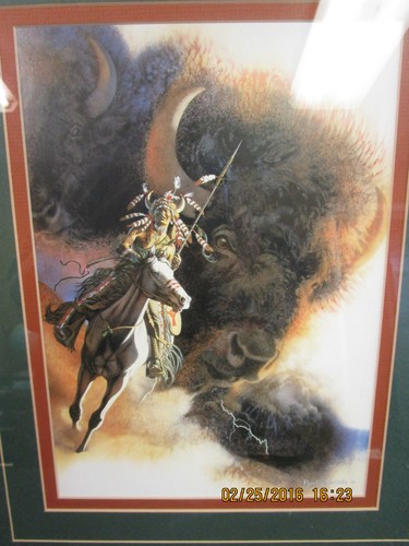 warrior on horse print w/ oak frame glass front - Picture 2 of 6