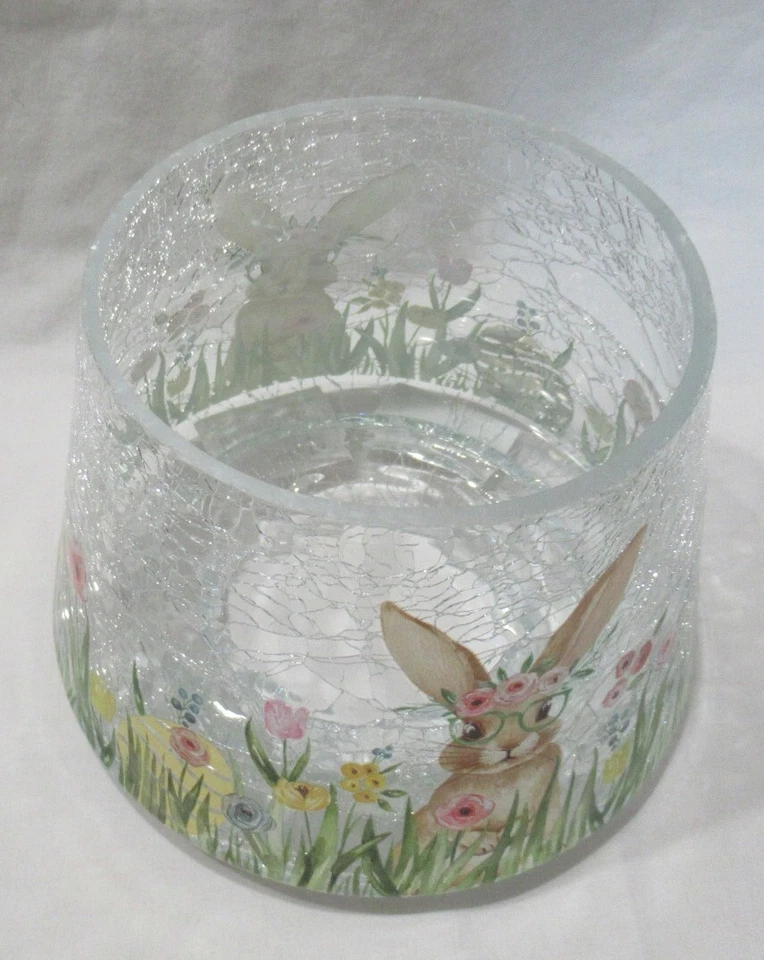Yankee Candle Tarro Crackle Transparente Tono J/S Primavera CONEJITO CON VASOS Flores Foto 4 de 4