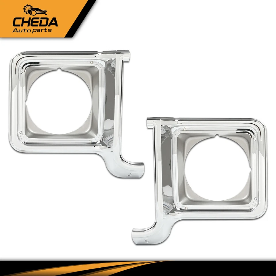 Headlight Trim Bezel Chrome Silver Pair Fit For 1973-1978 Chevy C10 Suburban - Image 2 of 4