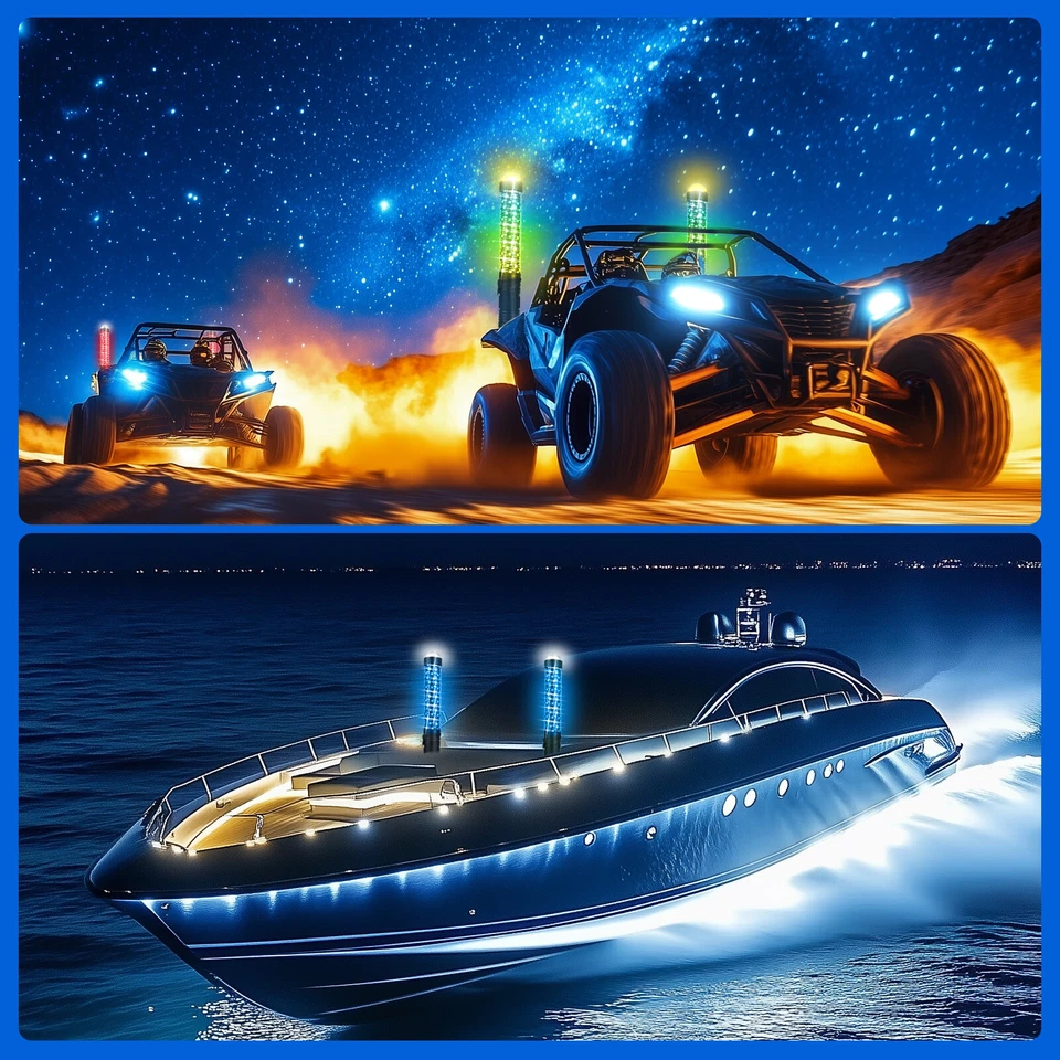 2x1ft RGB Spiral LED Whip Lights Antenna Chasing For CF-MOTO CFORCE 600 800 1000 - Image 4 of 4