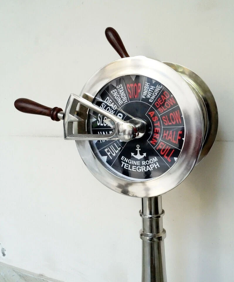 Antigo 42" navio telégrafo motor capitão decoração náutica colecionável marítimo - Imagem 4 de 4