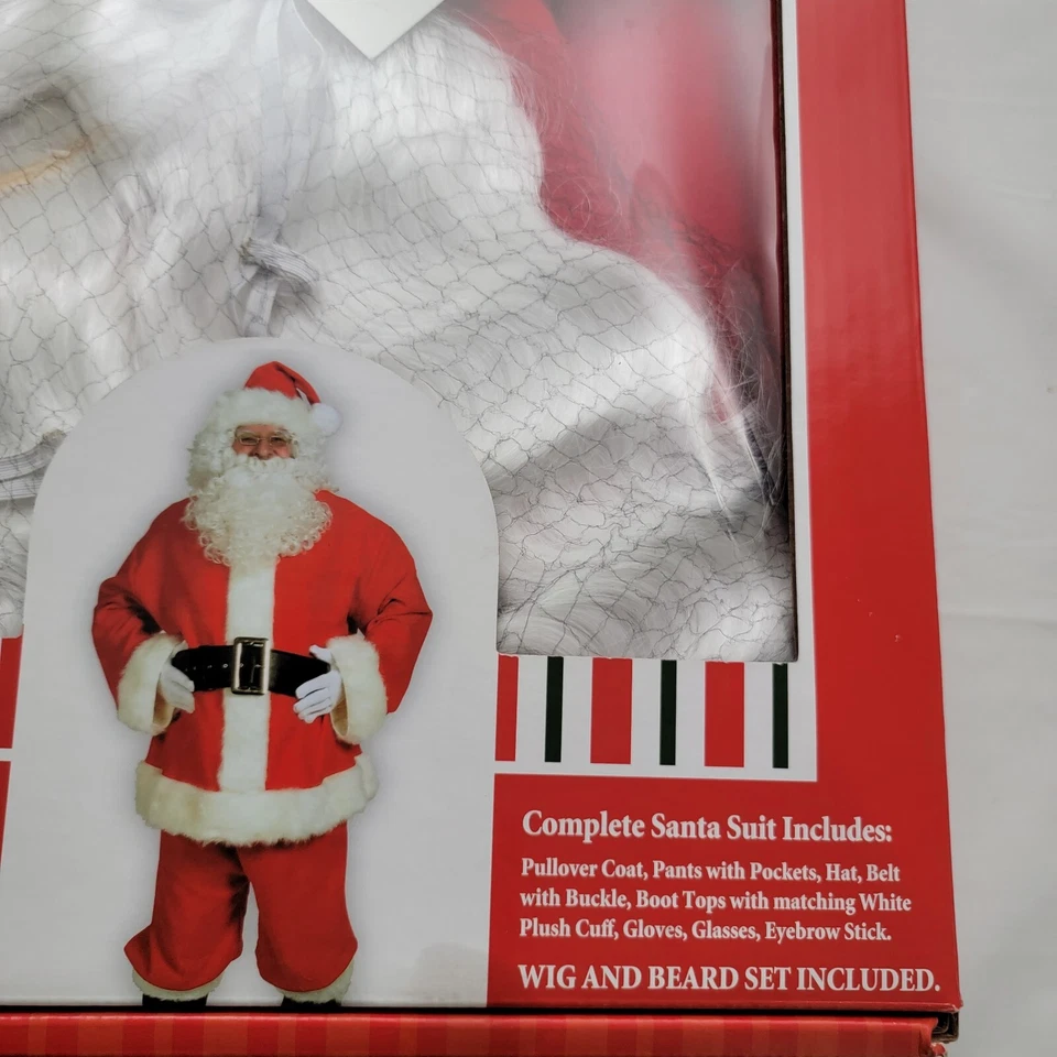 HALCO Plush Santa Suit Claus Costume Christmas Adult 42-48 Complete Never Worn - Image 2 of 4