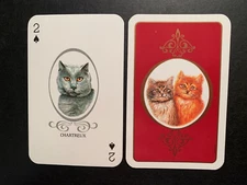Swap Playing Card CATS Chartreux TWO OF SPADES Bridge Card BELGIUM 1988